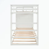 Hardwood Twin Over Twin Bunk Bed with Trundle and Staircase