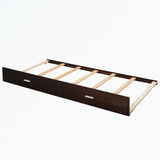 Hardwood Twin Over Twin Bunk Bed with Trundle and Staircase