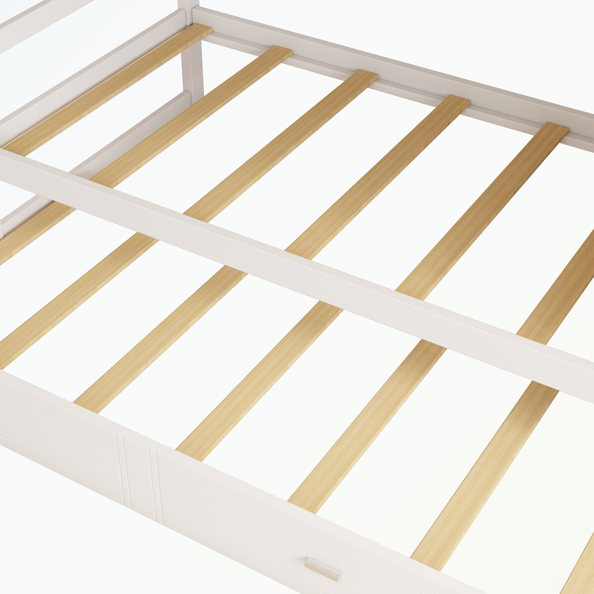 Hardwood Twin Over Twin Bunk Bed with Trundle and Staircase