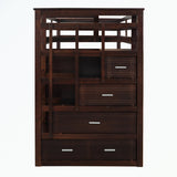 Hardwood Twin Over Twin Bunk Bed with Trundle and Staircase
