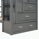 Hardwood Twin Over Twin Bunk Bed with Trundle and Staircase