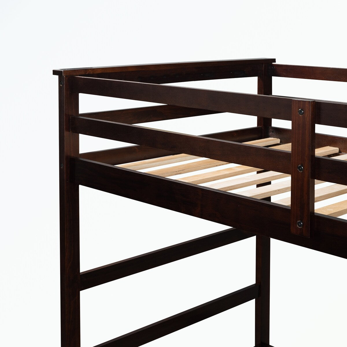 Hardwood Twin Over Twin Bunk Bed with Trundle and Staircase