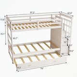 Hardwood Twin Over Twin Bunk Bed with Trundle and Staircase