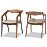 Harland Grey Faux Leather Upholstered and Walnut Brown Finished Wood 2-Piece Dining Chair Set