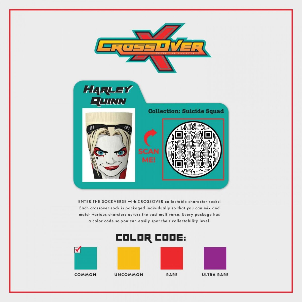 Harley Quinn Suicide Squad Crossover Crew Socks