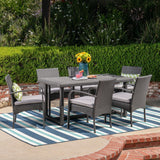Harlowe Outdoor 7 Piece Wicker Dining Set with Cushions by Christopher Knight Home
