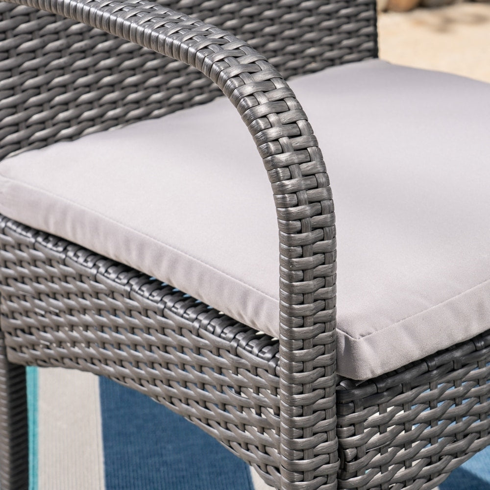 Harlowe Outdoor 7 Piece Wicker Dining Set with Cushions by Christopher Knight Home