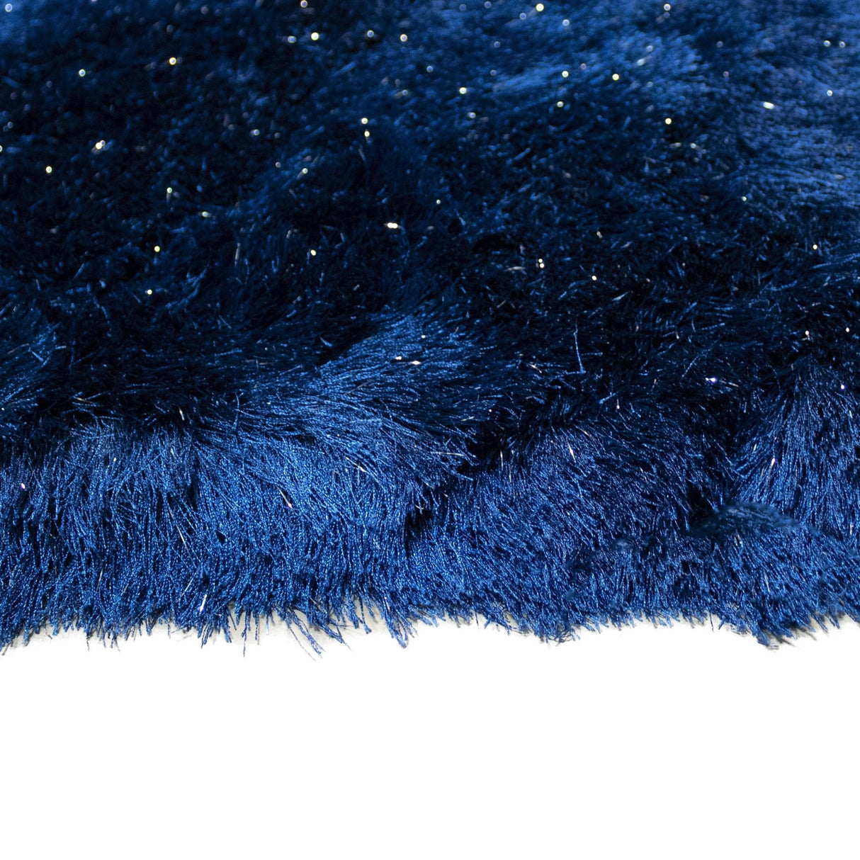 Blue Shimmer Shag Area Rug Thick Soft Pile Large Shaggy Carpet