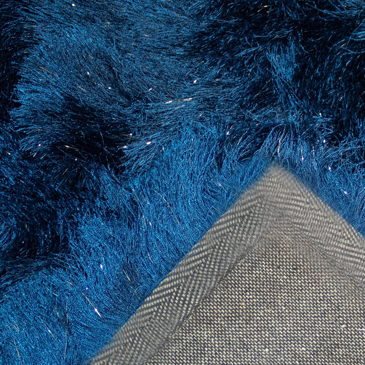 Blue Shimmer Shag Area Rug Thick Soft Pile Large Shaggy Carpet
