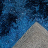 Blue Shimmer Shag Area Rug Thick Soft Pile Large Shaggy Carpet