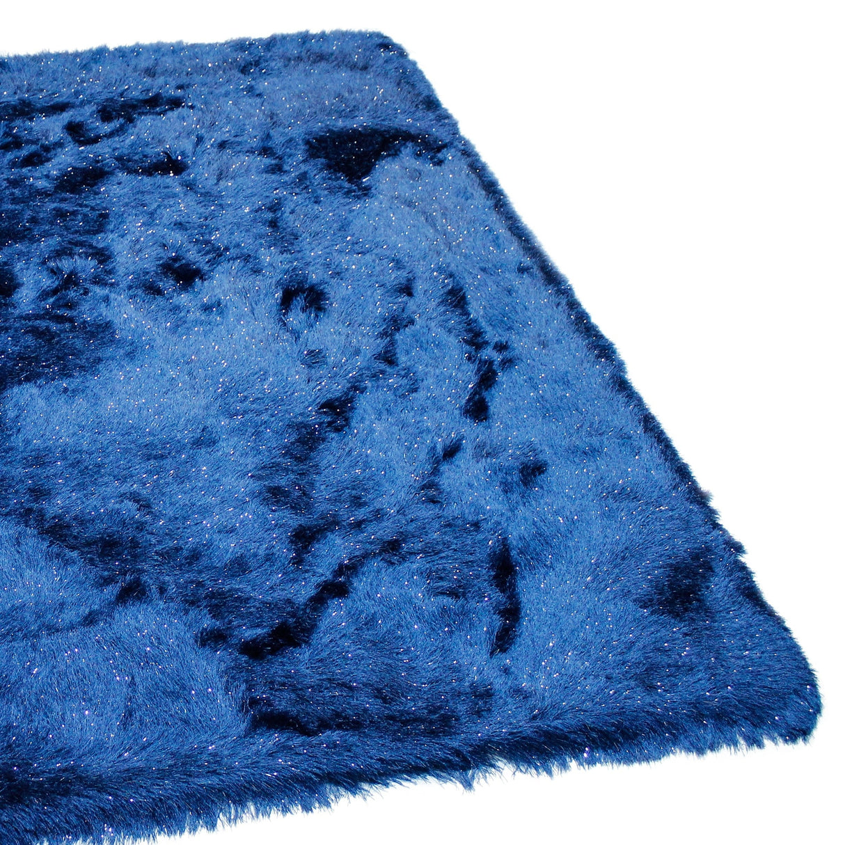 Blue Shimmer Shag Area Rug Thick Soft Pile Large Shaggy Carpet