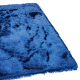 Blue Shimmer Shag Area Rug Thick Soft Pile Large Shaggy Carpet