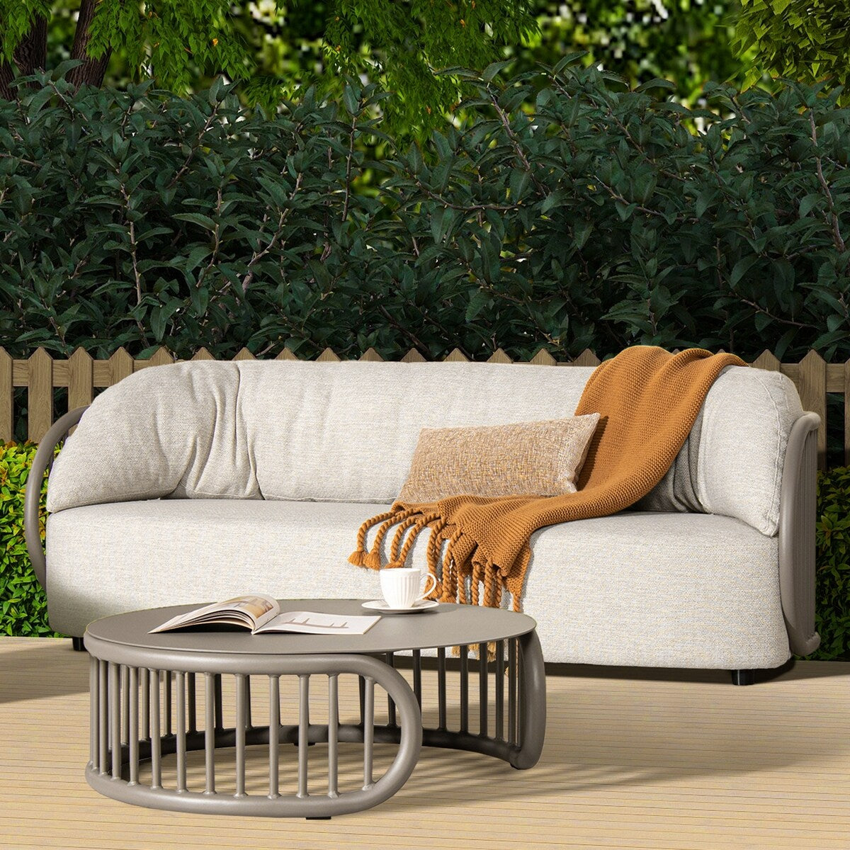 Harper 4-Piece Curved Barrel Patio Deep Seating Conversation Set