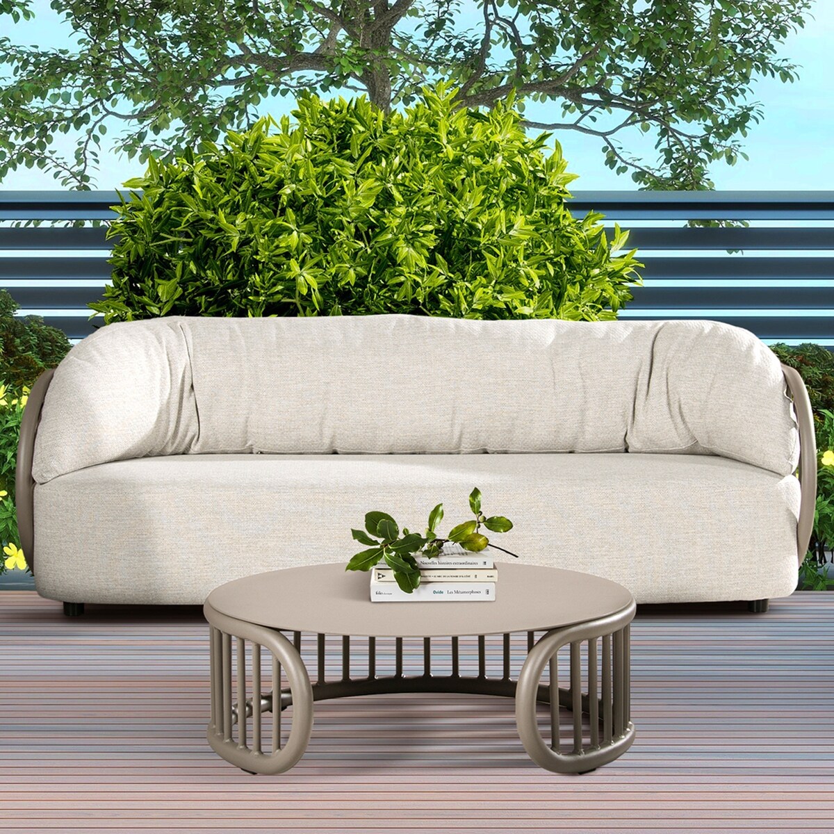 Harper 4-Piece Curved Barrel Patio Deep Seating Conversation Set