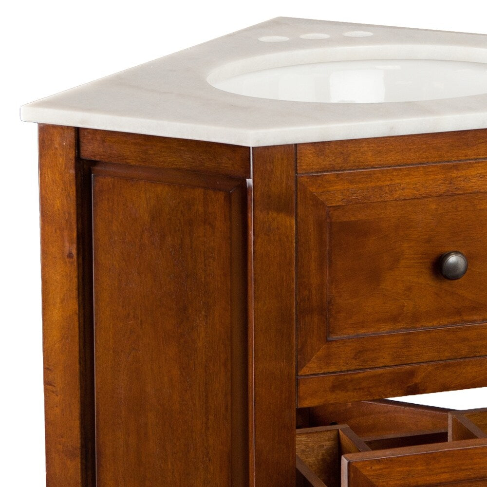 SEI Furniture Carmen Marble Top Corner Bath Vanity Sink