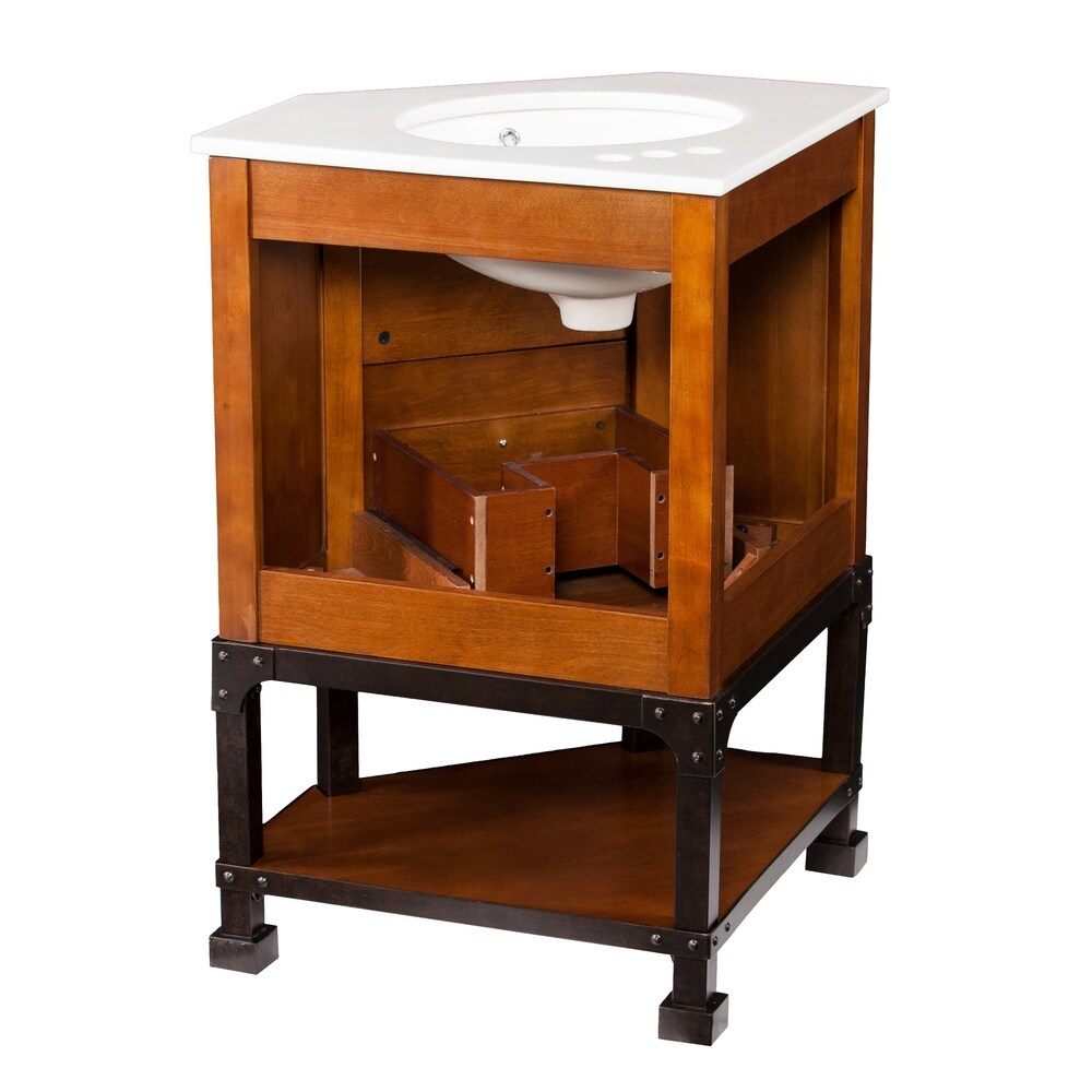 SEI Furniture Carmen Marble Top Corner Bath Vanity Sink