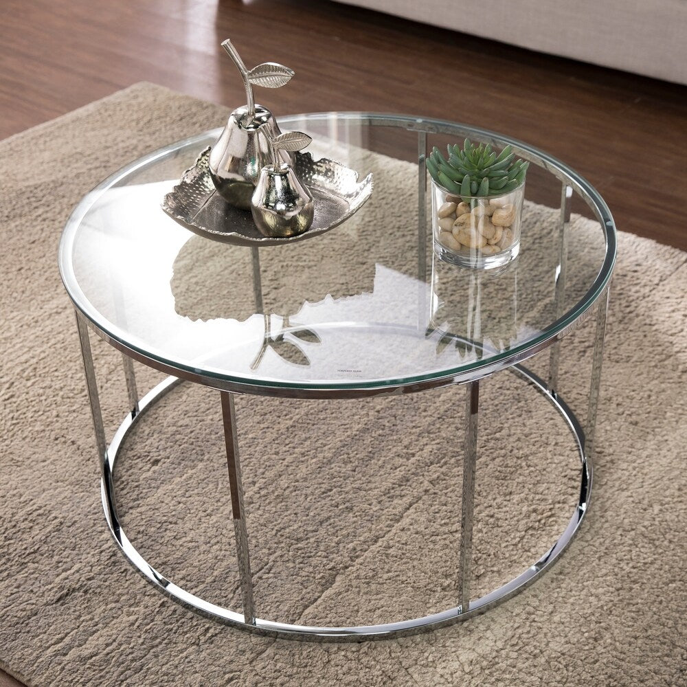 Silver Orchid Olivia Chrome Round Cocktail Table
