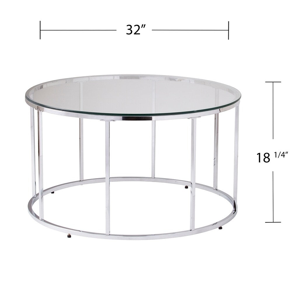 Silver Orchid Olivia Chrome Round Cocktail Table