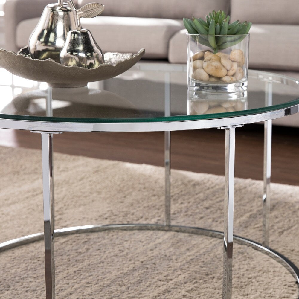 Silver Orchid Olivia Chrome Round Cocktail Table