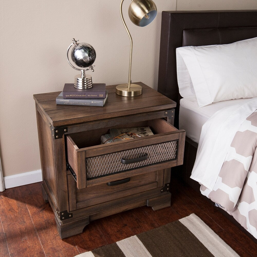 Carbon Loft Ostwald Antiqued Whiskey Maple Double-drawer Nightstand