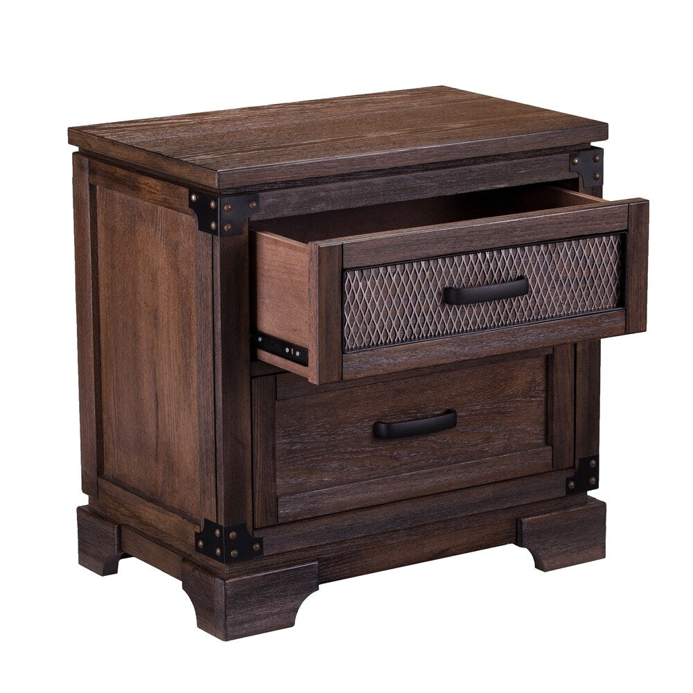 Carbon Loft Ostwald Antiqued Whiskey Maple Double-drawer Nightstand