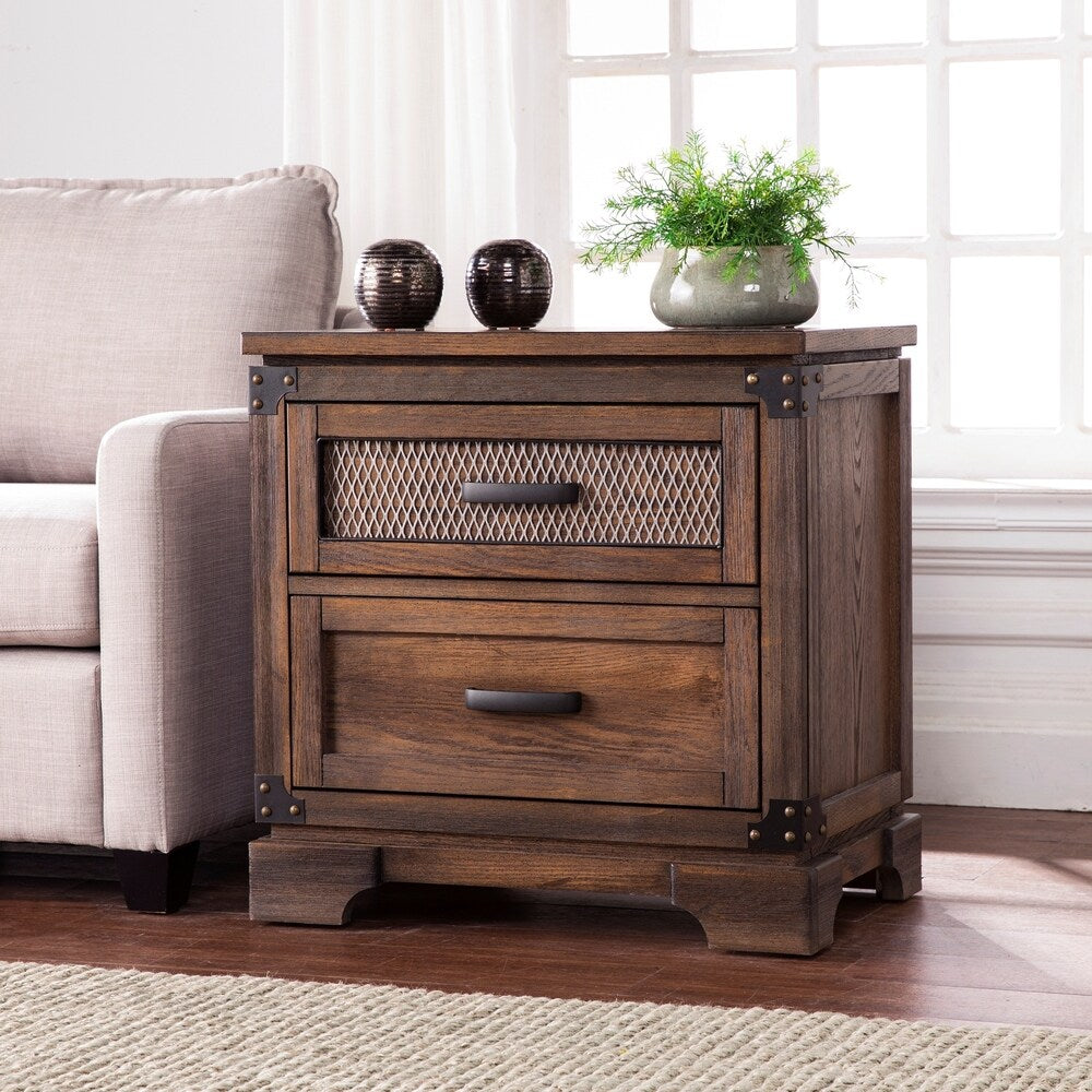 Carbon Loft Ostwald Antiqued Whiskey Maple Double-drawer Nightstand