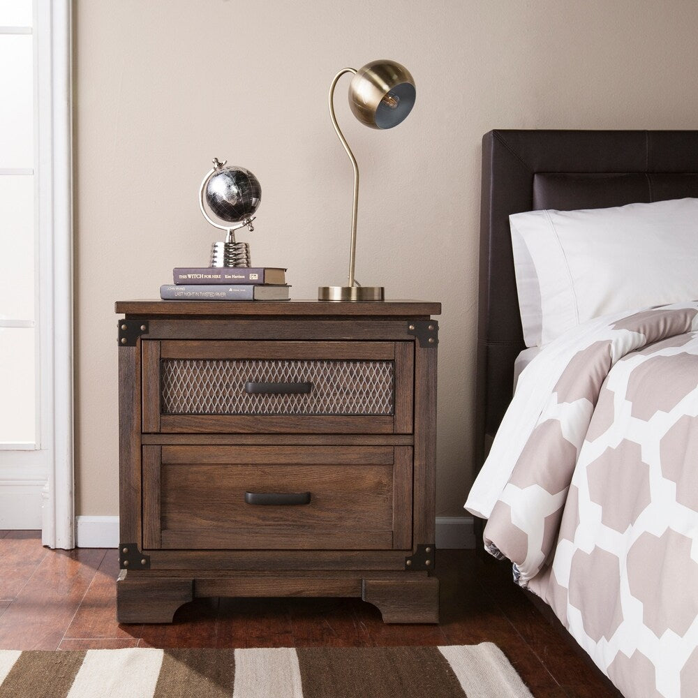 Carbon Loft Ostwald Antiqued Whiskey Maple Double-drawer Nightstand
