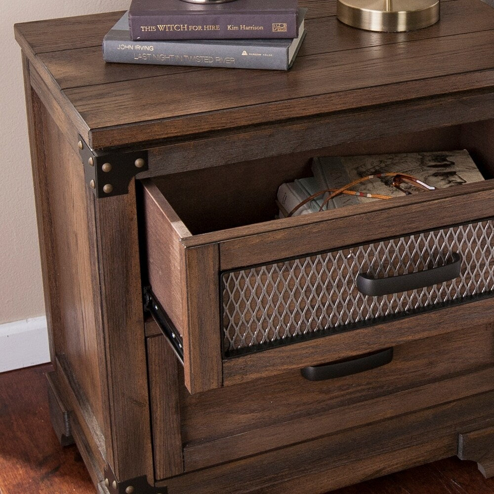 Carbon Loft Ostwald Antiqued Whiskey Maple Double-drawer Nightstand