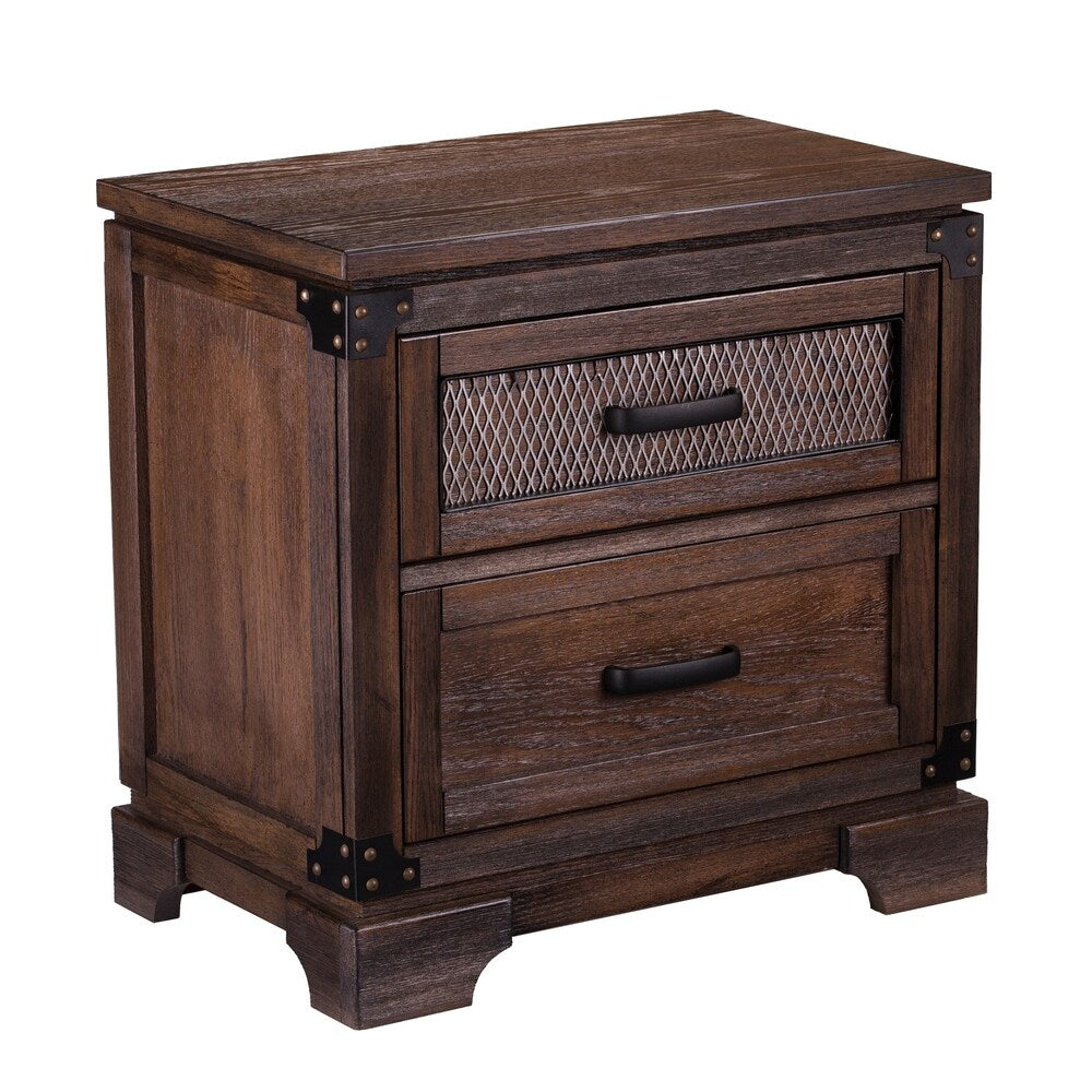 Carbon Loft Ostwald Antiqued Whiskey Maple Double-drawer Nightstand