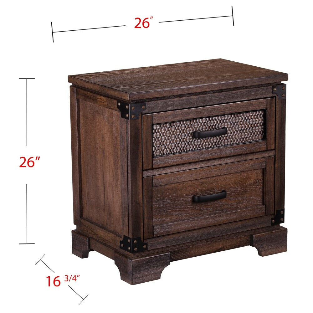 Carbon Loft Ostwald Antiqued Whiskey Maple Double-drawer Nightstand