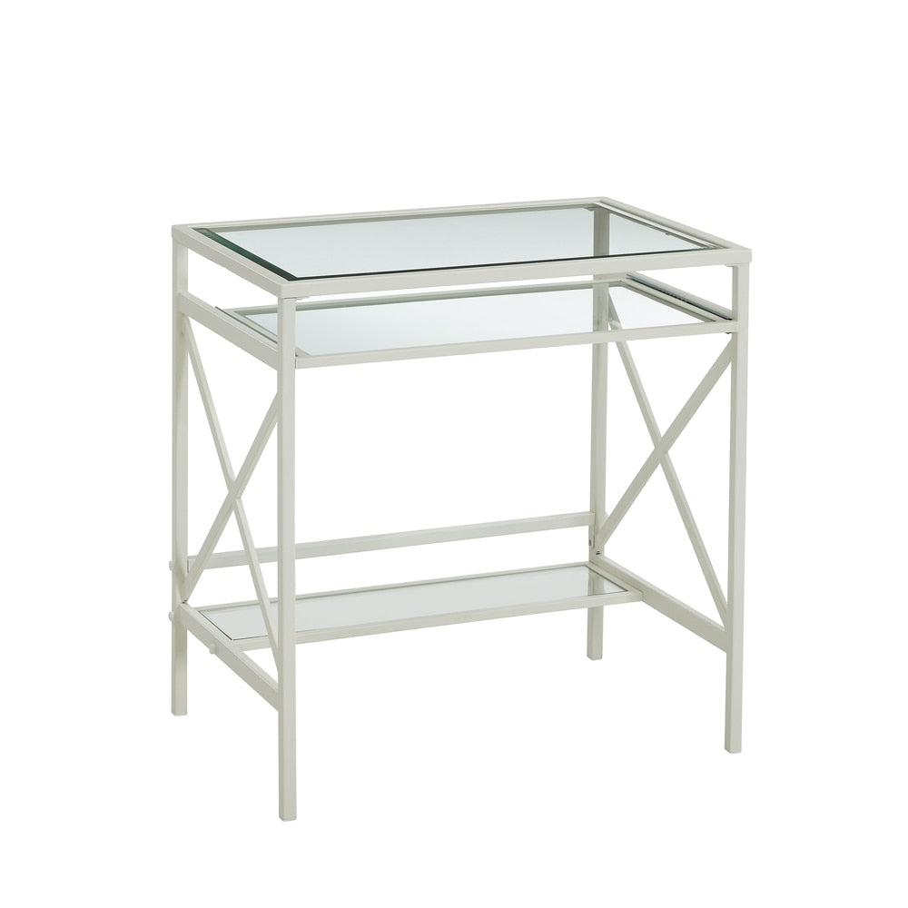 SEI Furniture Ensley Metal/Glass Small-Space Desk - White