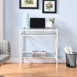 SEI Furniture Ensley Metal/Glass Small-Space Desk - White