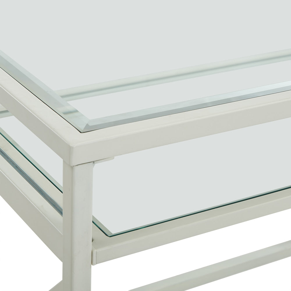 SEI Furniture Ensley Metal/Glass Small-Space Desk - White