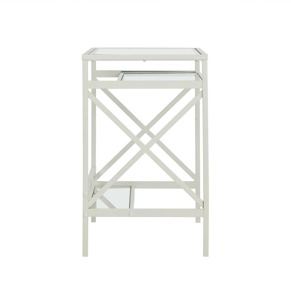 SEI Furniture Ensley Metal/Glass Small-Space Desk - White