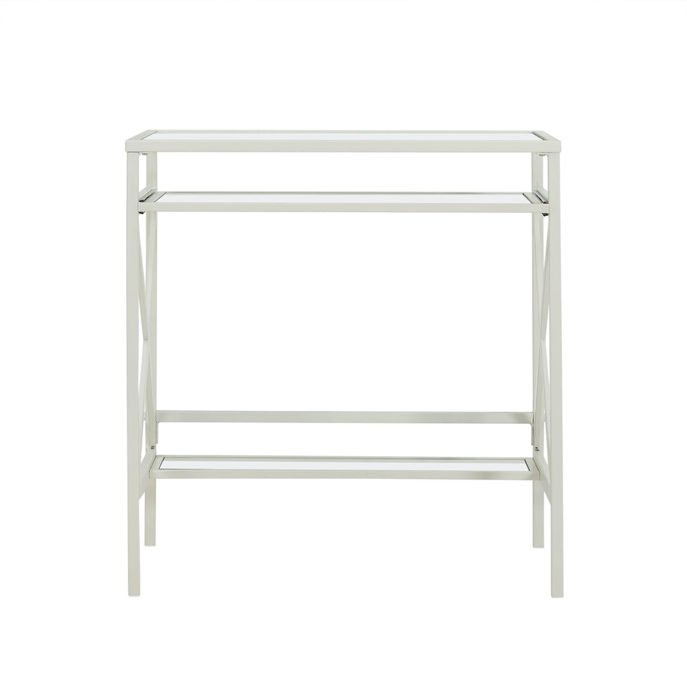 SEI Furniture Ensley Metal/Glass Small-Space Desk - White