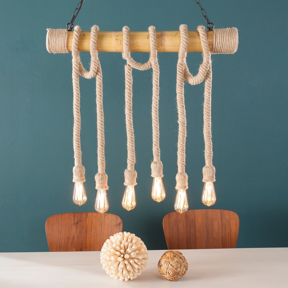 The Curated Nomad Merlin Natural 6-rope Island Pendant Light