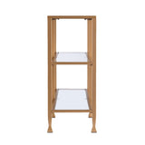 SEI Furniture Jensen Narrow Metal Console Table w/ Glass Shelves - Gold