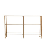 SEI Furniture Jensen Narrow Metal Console Table w/ Glass Shelves - Gold