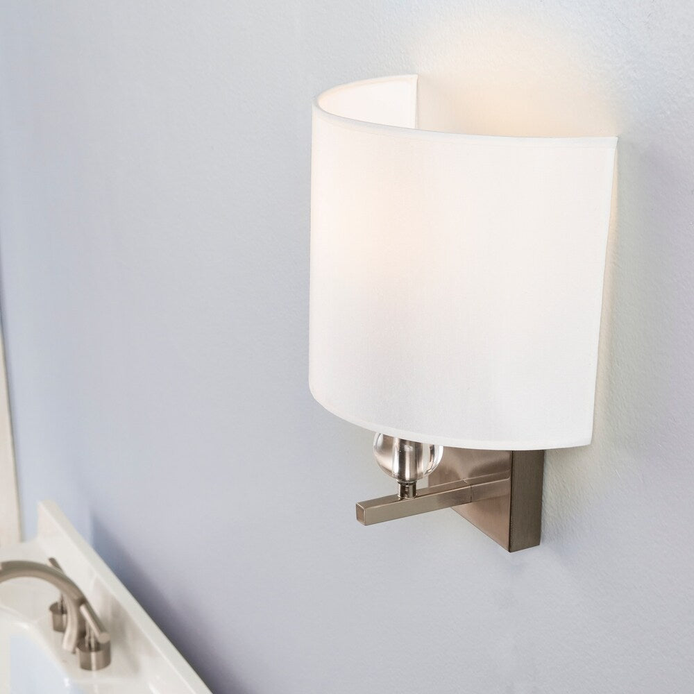 Porch & Den Capehorn White/ Brushed Nickel Fabric Wall Sconce (Set of 2)