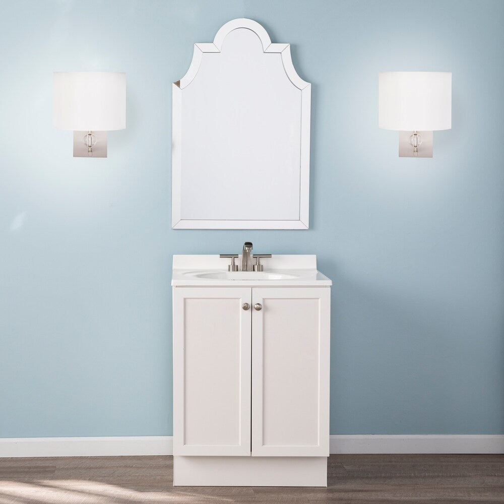 Porch & Den Capehorn White/ Brushed Nickel Fabric Wall Sconce (Set of 2)