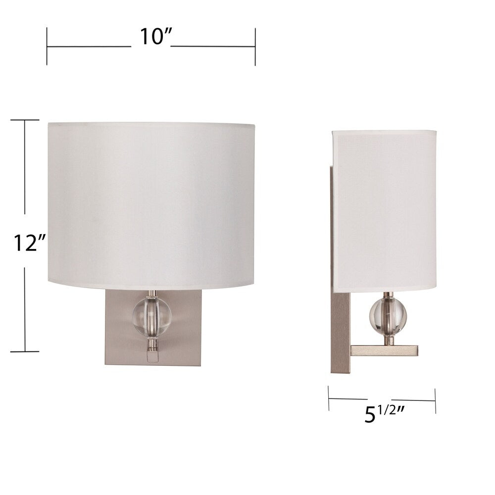 Porch & Den Capehorn White/ Brushed Nickel Fabric Wall Sconce (Set of 2)