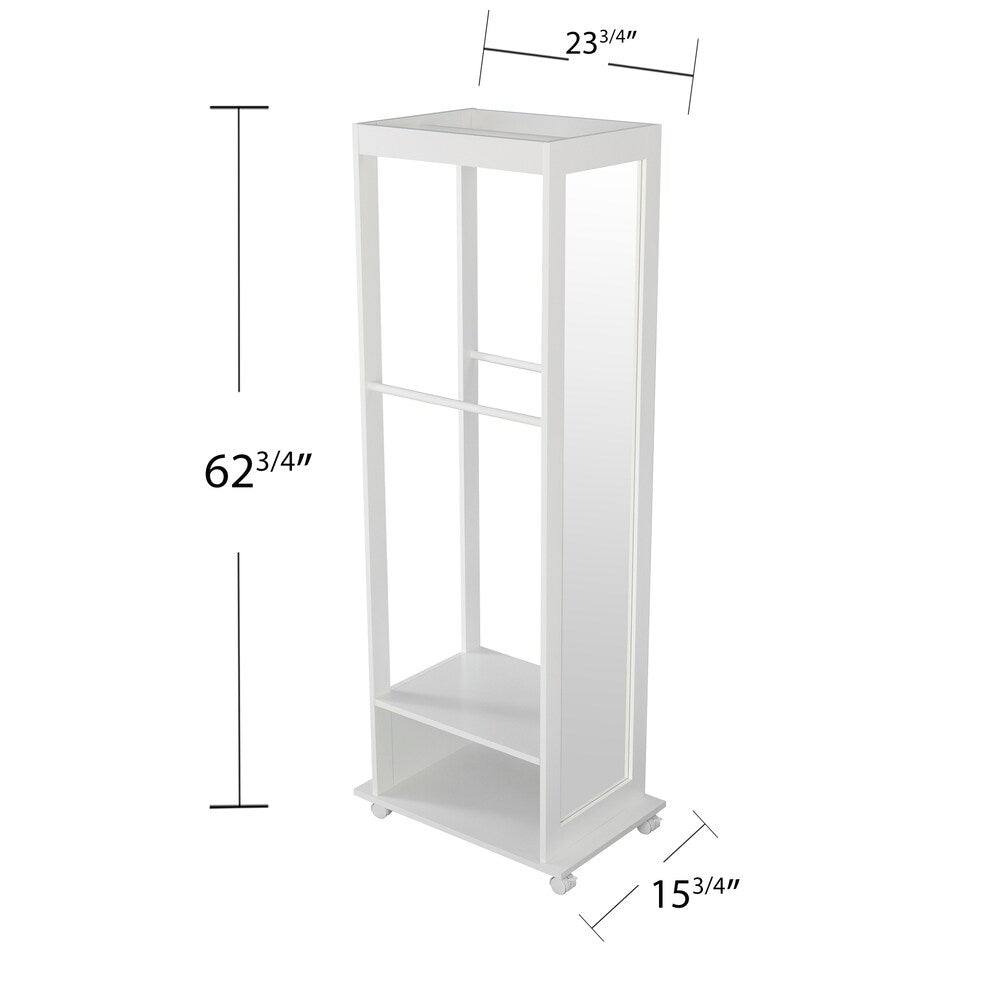 Porch & Den Upperline White Entryway Valet Stand with Mirror