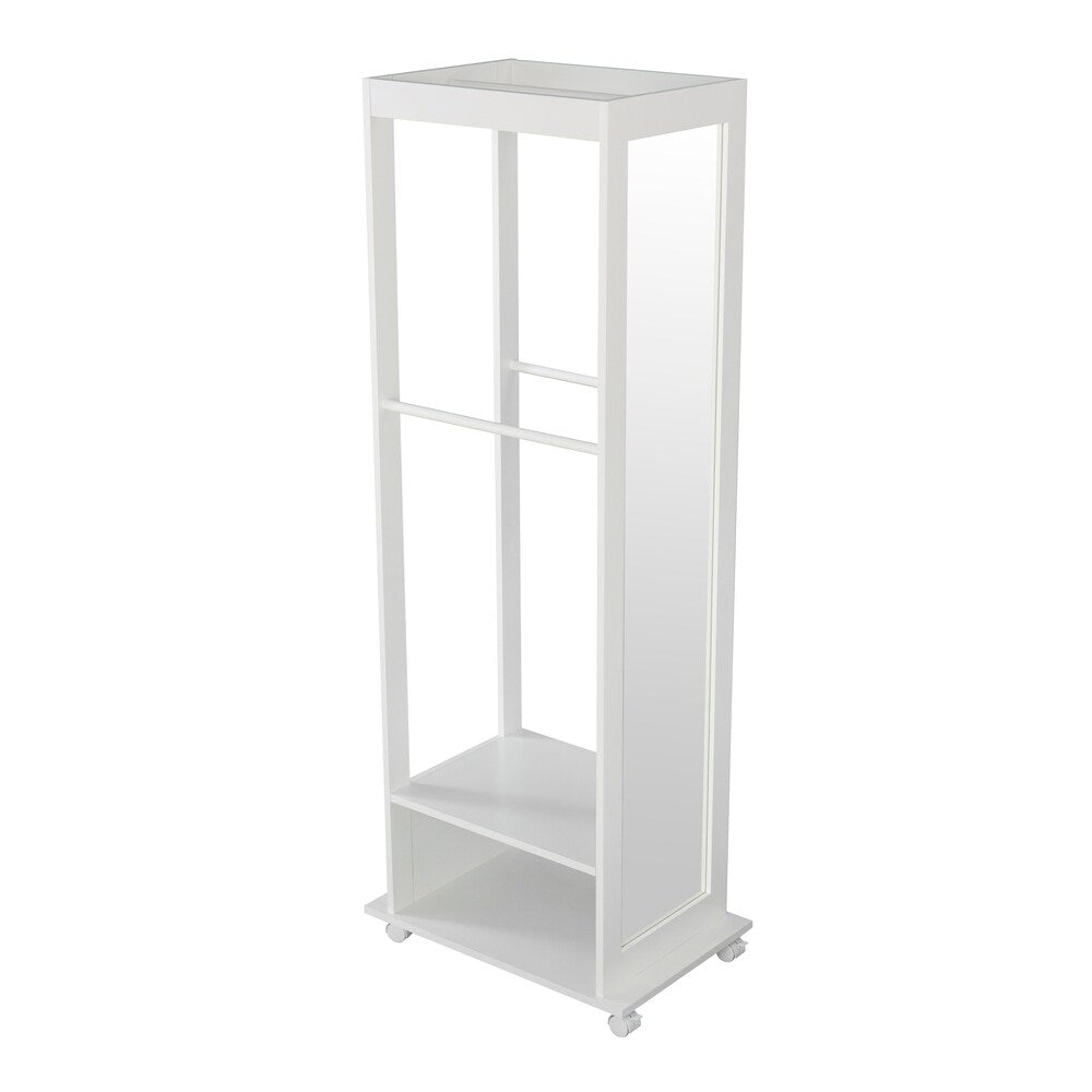 Porch & Den Upperline White Entryway Valet Stand with Mirror