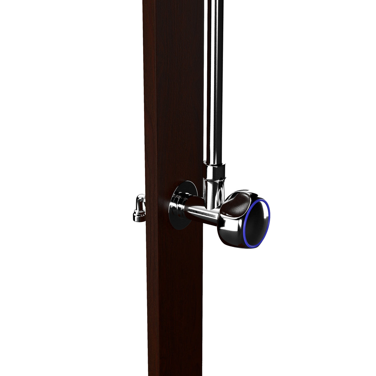 SEI Furniture Parson Oiled Eucalyptus Freestanding Outdoor Shower with Slatted Wood Base and Soap Dish