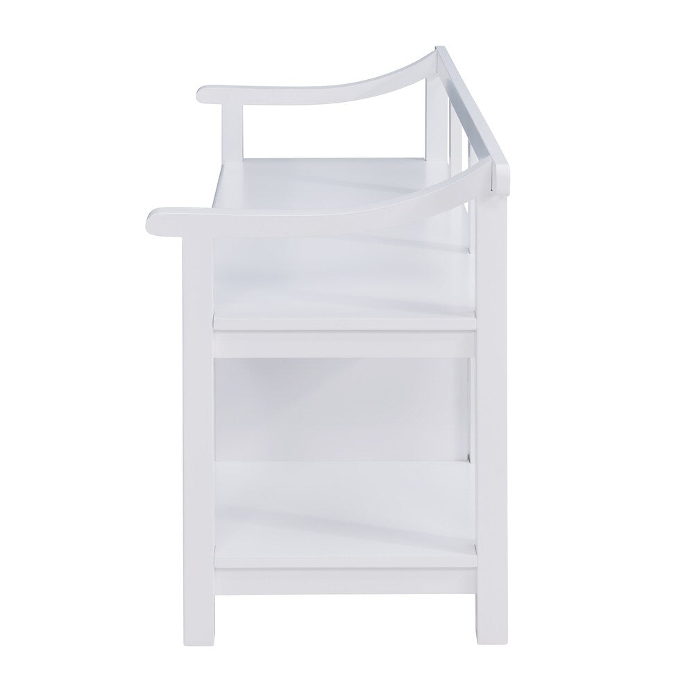 Porch & Den Sylvester White Entryway Storage Bench