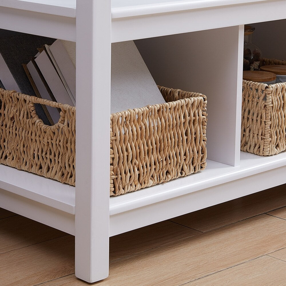 Porch & Den Sylvester White Entryway Storage Bench