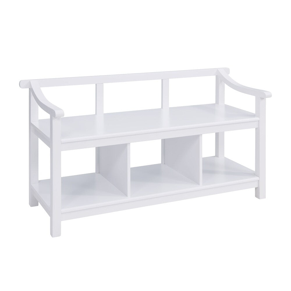 Porch & Den Sylvester White Entryway Storage Bench