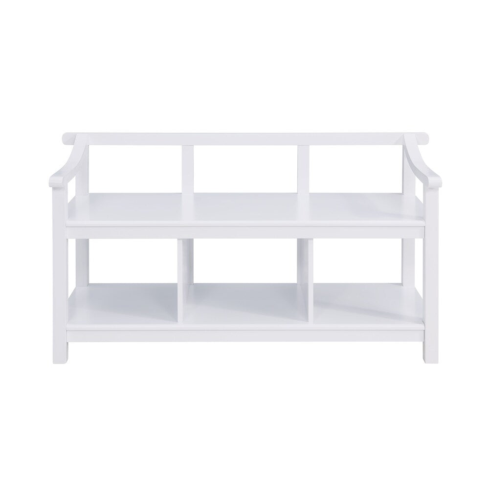 Porch & Den Sylvester White Entryway Storage Bench