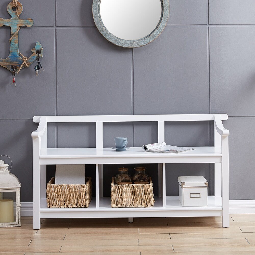 Porch & Den Sylvester White Entryway Storage Bench