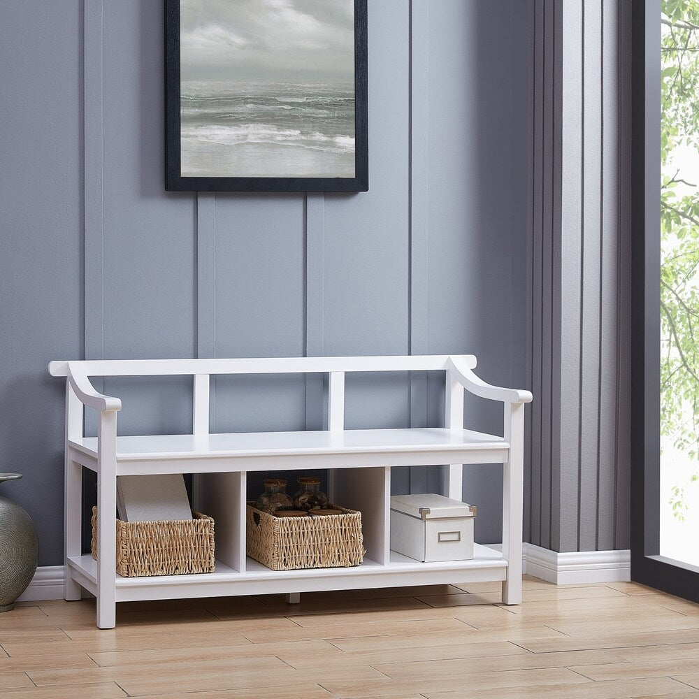 Porch & Den Sylvester White Entryway Storage Bench